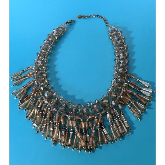 Aldo Multi-Layered Statement Necklace With Beaded Fringe Design - Picture 1 of 10